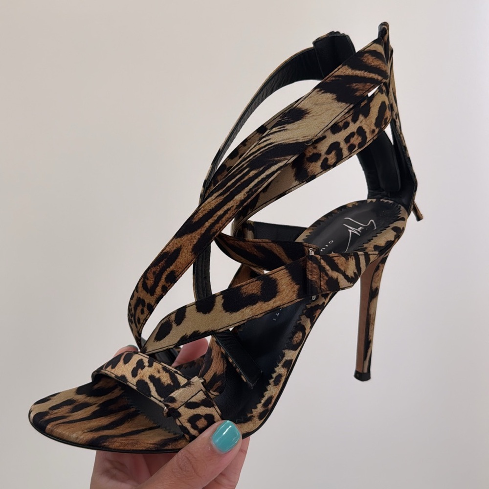 Giuseppe Zanotti Leopard Print Strappy Stiletto Sandals - Brown/Black